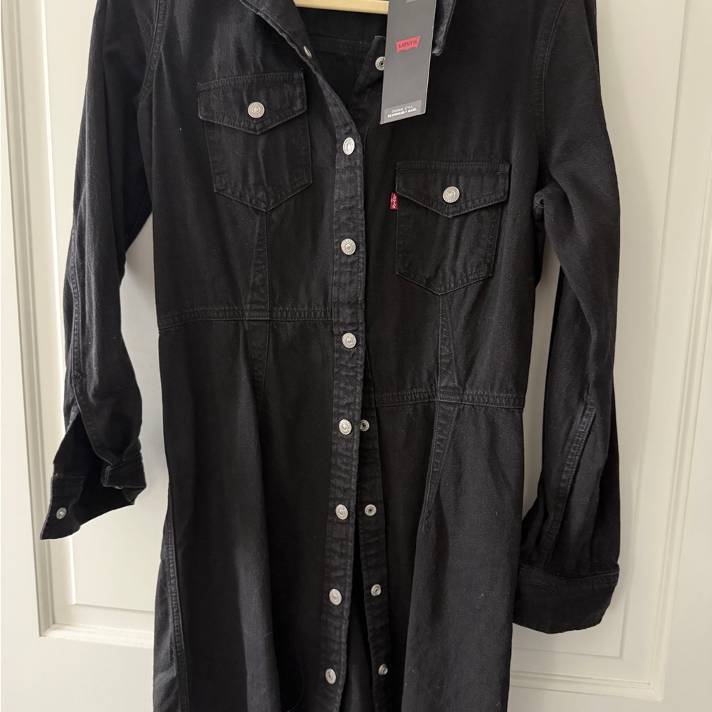 Levi Black Denim Button-Up Dress